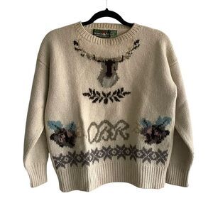 VINTAGE OUTBACK RED Wool Sweater Moose Cream S/M